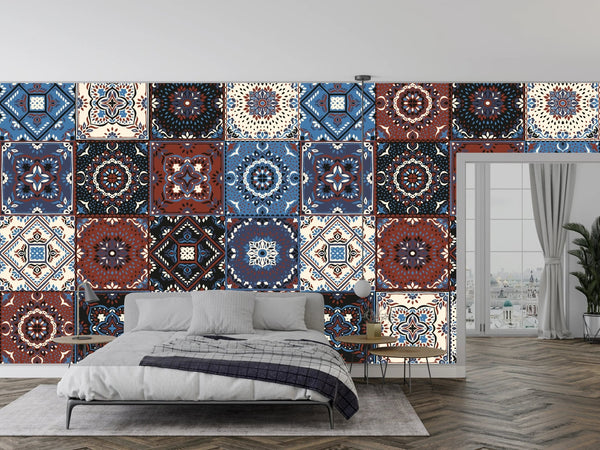 Talavera Ethnic Wallpaper, Seamless Pattern Mural, Oversized Custom Size Wall Art, Non - Woven, Non - Adhesive, Modern Wall Paper, Removable - Adawall Wallpaper - Registered Trade Accounts Only, Wallpaper Wholesale Account - W77678 - Adawall Wholesale - Wallpaper Wholesaler