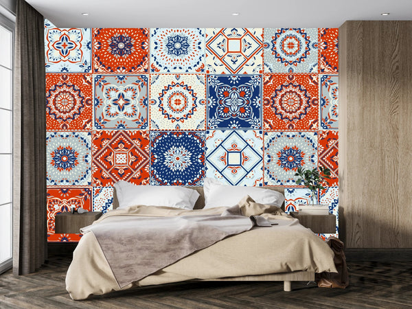 Talavera Indian Wallpaper, Seamless Pattern Mural, Oversized Custom Size Wall Art, Non - Woven, Non - Adhesive, Modern Wall Paper, Removable - Adawall Wallpaper - Registered Trade Accounts Only, Wallpaper Wholesale Account - W77677 - Adawall Wholesale - Wallpaper Wholesaler