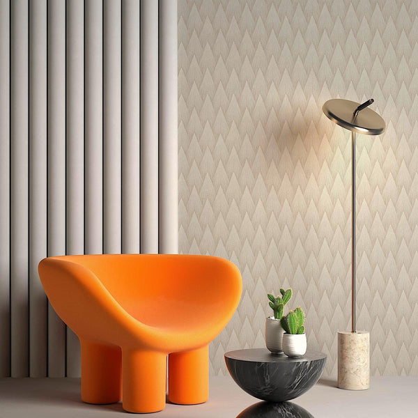 Timeless Geometric Deep Embossed Wallpaper, Ivory 3D Rich Textured Line Art Wall Accent, Durable, Washable - Walloro High End Wallcoverings & More