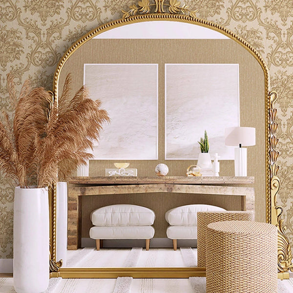 Timeless Velvet Feel Damask Embossed Wallpaper, Gold 3D Textured, Flocked, Washable, Luxury Wall Decoration - Adawall Wallpaper - Registered Trade Accounts Only, Wallpaper Wholesale Account - 1310-3 - Adawall Wholesale - Wallpaper Wholesaler