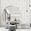 Timeless Velvet Feel Damask Embossed Wallpaper, White, Silver 3D Textured, Flocked, Washable, Luxury Wall Decoration - Adawall Wallpaper - Registered Trade Accounts Only, Wallpaper Wholesale Account - 1310-1 - Adawall Wholesale - Wallpaper Wholesaler