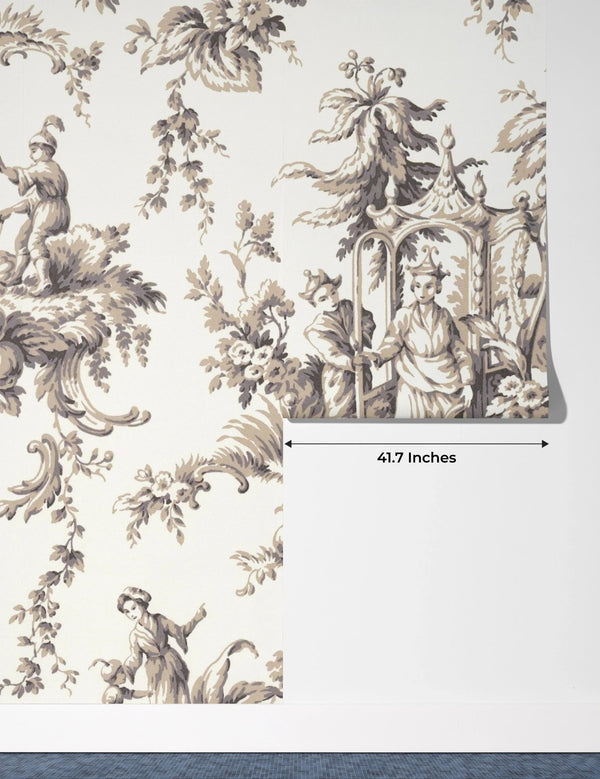 Toile de Jouy French Wallpaper, White Background Pattern Mural, Oversized Custom Size Wall Art, Non - Woven, Non - Adhesive, Modern Wall Paper, Removable - Adawall Wallpaper - Registered Trade Accounts Only, Wallpaper Wholesale Account - W77496 - Adawall Wholesale - Wallpaper Wholesaler