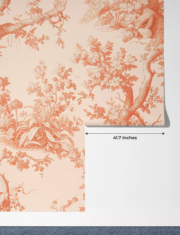 Toile de Jouy Wallpaper, Peach Fuzz Background Pattern Mural, Oversized Custom Size Wall Art, Non - Woven, Non - Adhesive, Modern Wall Paper, Removable - Adawall Wallpaper - Registered Trade Accounts Only, Wallpaper Wholesale Account - W77497 - Adawall Wholesale - Wallpaper Wholesaler