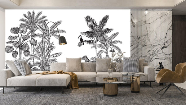 Toile Tropical Wallpaper, Vintage Mural, Oversized Custom Size Wall Art, Non - Woven, Non - Adhesive, Modern Wall Paper, Removable - Adawall Wallpaper - Registered Trade Accounts Only, Wallpaper Wholesale Account - W77658 - Adawall Wholesale - Wallpaper Wholesaler
