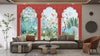 Traditional Mughal Garden Wallpaper, Peacock, Red Arch Mural, Oversized Custom Size Wall Art, Non - Woven, Non - Adhesive, Modern Wall Paper, Removable - Adawall Wallpaper - Registered Trade Accounts Only, Wallpaper Wholesale Account - W77714 - Adawall Wholesale - Wallpaper Wholesaler