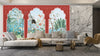Traditional Mughal Garden Wallpaper, Peacock, Red Arch Mural, Oversized Custom Size Wall Art, Non - Woven, Non - Adhesive, Modern Wall Paper, Removable - Adawall Wallpaper - Registered Trade Accounts Only, Wallpaper Wholesale Account - W77714 - Adawall Wholesale - Wallpaper Wholesaler