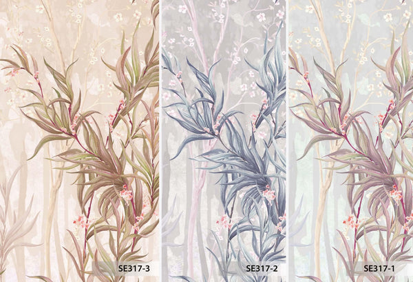 Tree Wall Mural, Blue Flowers Blossom Wallpaper, Extra Large Oversized Stylish Custom Size Wall Covering, Non - Woven, Non - Adhesive, Modern - Adawall Wallpaper - Registered Trade Accounts Only, Wallpaper Wholesale Account - SE317-2 - Adawall Wholesale - Wallpaper Wholesaler