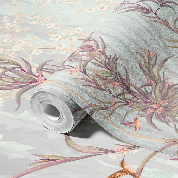 Tree Wall Mural, Light Gray Flowers Blossom Wallpaper, Extra Large Oversized Stylish Custom Size Wall Covering, Non - Woven, Non - Adhesive, Modern - Adawall Wallpaper - Registered Trade Accounts Only, Wallpaper Wholesale Account - SE317-1 - Adawall Wholesale - Wallpaper Wholesaler