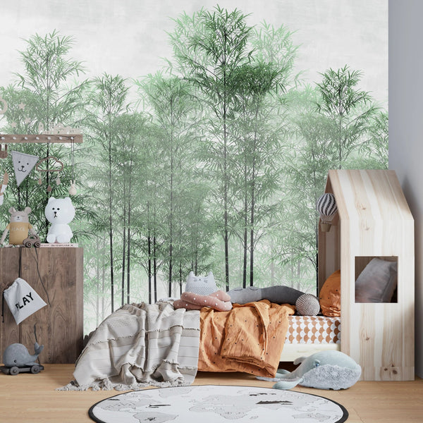 Trees Wallpaper, Foggy Forest Mural, Oversized Custom Size Wall Art, Non - Woven, Non - Adhesive, Modern Wall Paper, Removable - Adawall Wallpaper - Registered Trade Accounts Only, Wallpaper Wholesale Account - W77995 - Adawall Wholesale - Wallpaper Wholesaler