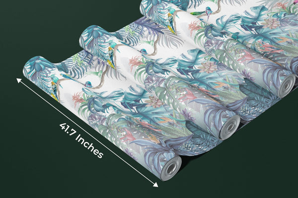 Tropic Jungle Scene Wallpaper, Parrots Mural, Oversized Custom Size Wall Art, Non - Woven, Non - Adhesive, Modern Wall Paper, Removable - Adawall Wallpaper - Registered Trade Accounts Only, Wallpaper Wholesale Account - W77831 - Adawall Wholesale - Wallpaper Wholesaler