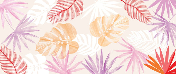 Tropical Art Wallpaper, Colorful Leaves Mural, Oversized Custom Size Wall Art, Non - Woven, Non - Adhesive, Modern Wall Paper, Removable - Adawall Wallpaper - Registered Trade Accounts Only, Wallpaper Wholesale Account - W77929 - Adawall Wholesale - Wallpaper Wholesaler