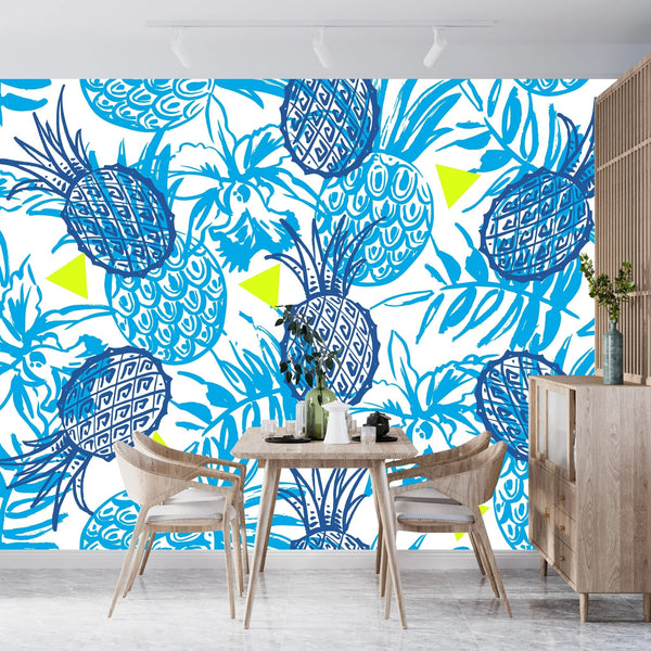 Tropical Design, Blue Wallpaper, Seamless Pattern Mural, Oversized Custom Size Wall Art, Non - Woven, Non - Adhesive, Modern Wall Paper, Removable - Adawall Wallpaper - Registered Trade Accounts Only, Wallpaper Wholesale Account - W77704 - Adawall Wholesale - Wallpaper Wholesaler