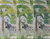 Tropical Forest Wall Mural, Flamingos, Zebra, Animals Wallpaper, Custom Size, Dark Green Oversized Print, Wall Art, Nature Theme, Jungle, Removable - Walloro High End Wallcoverings & More