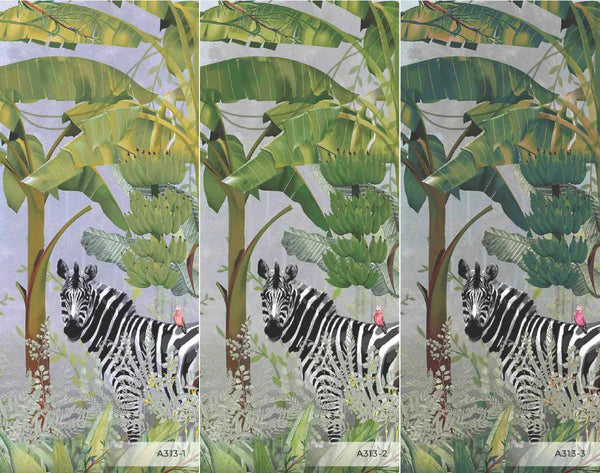 Tropical Forest Wall Mural, Flamingos, Zebra, Animals Wallpaper, Custom Size, Dark Green Oversized Print, Wall Art, Nature Theme, Jungle, Removable - Walloro High End Wallcoverings & More