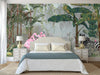 Tropical Forest Wall Mural, Flamingos, Zebra, Animals Wallpaper, Custom Size, Dark Green Oversized Print, Wall Art, Nature Theme, Jungle, Removable - Adawall Wallpaper - Registered Trade Accounts Only, Wallpaper Wholesale Account - A313-3 - Adawall Wholesale - Wallpaper Wholesaler