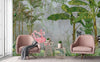 Tropical Forest Wall Mural, Flamingos, Zebra, Animals Wallpaper, Custom Size, Green Oversized Print, Wall Art, Nature Theme, Jungle, Removable - Adawall Wallpaper - Registered Trade Accounts Only, Wallpaper Wholesale Account - A313-2 - Adawall Wholesale - Wallpaper Wholesaler