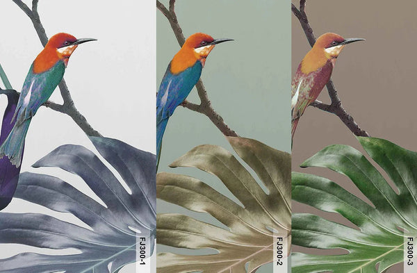 Tropical Jungle Wall Mural, Forest Wallpaper, Purple Tree Leaf Bird, Custom Size, Non - Woven, Modern Wall Paper, Non - Pasted, Washable, Removable - Adawall Wallpaper - Registered Trade Accounts Only, Wallpaper Wholesale Account - FJ300-1 - Adawall Wholesale - Wallpaper Wholesaler