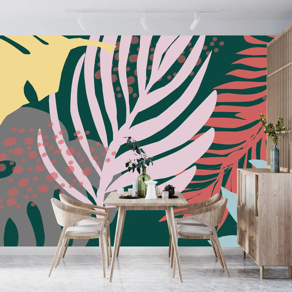 Tropical Leaves Wallpaper, Seamless Pattern Mural, Oversized Custom Size Wall Art, Non - Woven, Non - Adhesive, Modern Wall Paper, Removable - Adawall Wallpaper - Registered Trade Accounts Only, Wallpaper Wholesale Account - W77748 - Adawall Wholesale - Wallpaper Wholesaler