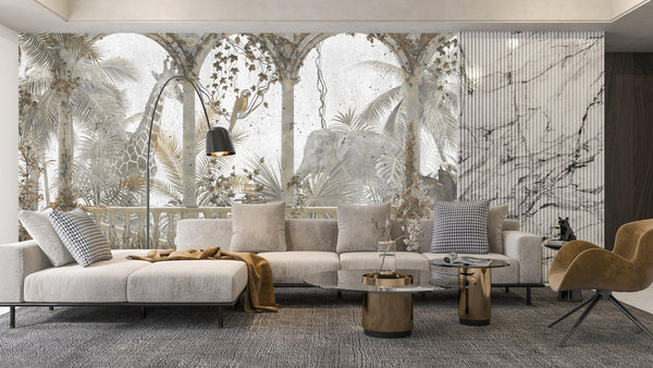 Tropical Leaves Wallpaper, Vines Mural, Oversized Custom Size Wall Art, Non - Woven, Non - Adhesive, Modern Wall Paper, Removable - Adawall Wallpaper - Registered Trade Accounts Only, Wallpaper Wholesale Account - W78138 - Adawall Wholesale - Wallpaper Wholesaler