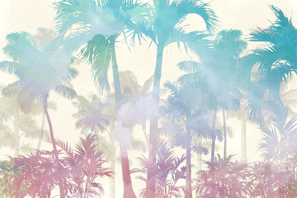 Tropical Palm Trees Wallpaper, Colorful Mural, Oversized Custom Size Wall Art, Non - Woven, Non - Adhesive, Modern Wall Paper, Removable - Adawall Wallpaper - Registered Trade Accounts Only, Wallpaper Wholesale Account - W78151 - Adawall Wholesale - Wallpaper Wholesaler