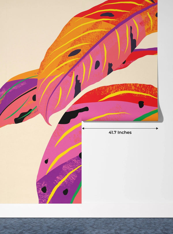 Tropical Plant Wallpaper, Colorful Leaves Mural, Oversized Custom Size Wall Art, Non - Woven, Non - Adhesive, Modern Wall Paper, Removable - Adawall Wallpaper - Registered Trade Accounts Only, Wallpaper Wholesale Account - W77786 - Adawall Wholesale - Wallpaper Wholesaler