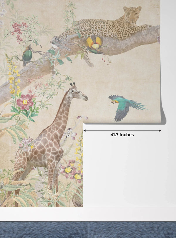 Tropical Trees Wallpaper, Safari Animals Mural, Oversized Custom Size Wall Art, Non - Woven, Non - Adhesive, Modern Wall Paper, Removable - Adawall Wallpaper - Registered Trade Accounts Only, Wallpaper Wholesale Account - W78135 - Adawall Wholesale - Wallpaper Wholesaler