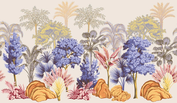 Tropical Vintage Landscape Wallpaper, Trees Wall Mural, Oversized Custom Size Wall Art, Non - Woven, Non - Adhesive, Modern Wall Paper, Removable - Adawall Wallpaper - Registered Trade Accounts Only, Wallpaper Wholesale Account - W77486 - Adawall Wholesale - Wallpaper Wholesaler