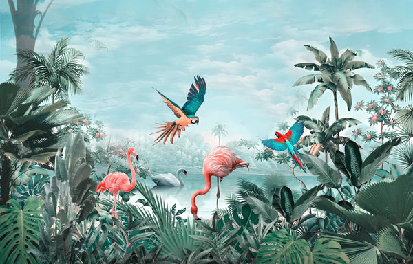 Tropical Wallpaper, Birds Mural, Oversized Custom Size Wall Art, Non - Woven, Non - Adhesive, Modern Wall Paper, Removable - Adawall Wallpaper - Registered Trade Accounts Only, Wallpaper Wholesale Account - W77986 - Adawall Wholesale - Wallpaper Wholesaler