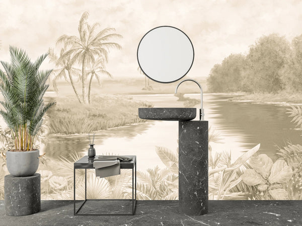 Tropics, Lake Wallpaper, Forest Mural, Oversized Custom Size Wall Art, Non - Woven, Non - Adhesive, Modern Wall Paper, Removable - Adawall Wallpaper - Registered Trade Accounts Only, Wallpaper Wholesale Account - W77994 - Adawall Wholesale - Wallpaper Wholesaler