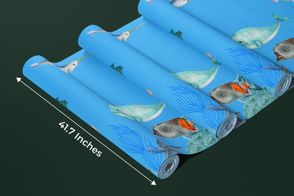 Underwater Wallpaper, Sea Animals Mural, Oversized Custom Size Wall Art, Non - Woven, Non - Adhesive, Modern Wall Paper, Removable - Adawall Wallpaper - Registered Trade Accounts Only, Wallpaper Wholesale Account - W77665 - Adawall Wholesale - Wallpaper Wholesaler