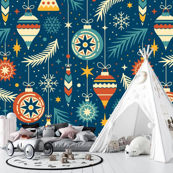Vintage Christmas Decorations Wallpaper, Seamless Pattern Mural, Oversized Custom Size Wall Art, Non - Woven, Non - Adhesive, Modern Wall Paper, Removable - Adawall Wallpaper - Registered Trade Accounts Only, Wallpaper Wholesale Account - W78051 - Adawall Wholesale - Wallpaper Wholesaler
