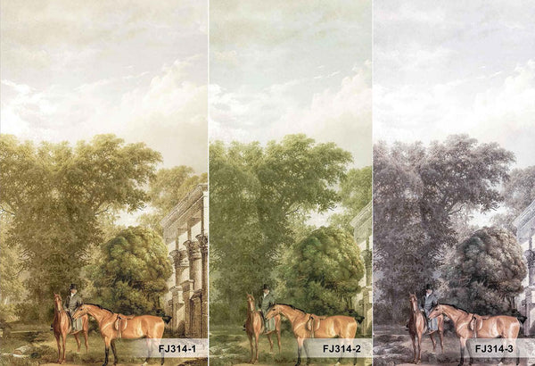 Vintage Scenic Victorian Wall Mural, Large Gray Nature Wallpaper, Non - Woven, Non - Adhesive, Modern, Washable, Removable - Adawall Wallpaper - Registered Trade Accounts Only, Wallpaper Wholesale Account - FJ314-3 - Adawall Wholesale - Wallpaper Wholesaler
