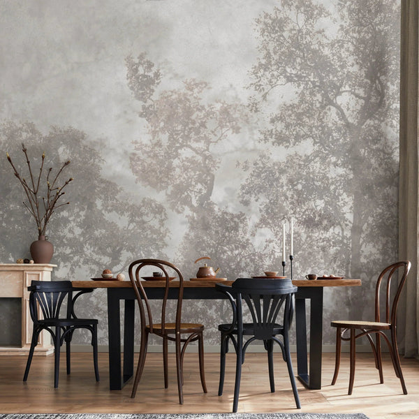 Vintage Trees Scenic Wall Mural, Light Gray Nature Theme Wallpaper, Oversized Landscape Scene Custom Size Wall Art, Non - Woven, Non - Pasted, Removable - Adawall Wallpaper - Registered Trade Accounts Only, Wallpaper Wholesale Account - SE312-1 - Adawall Wholesale - Wallpaper Wholesaler