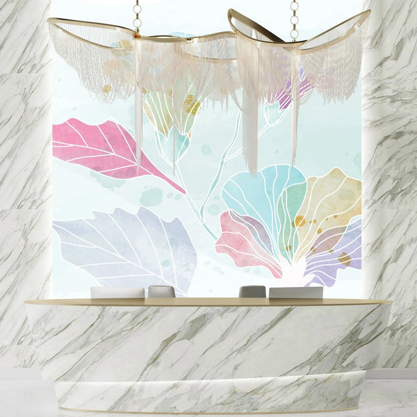 Watercolor Art Wallpaper, Colorful Flowers Mural, Oversized Custom Size Wall Art, Non - Woven, Non - Adhesive, Modern Wall Paper, Removable - Adawall Wallpaper - Registered Trade Accounts Only, Wallpaper Wholesale Account - W77936 - Adawall Wholesale - Wallpaper Wholesaler