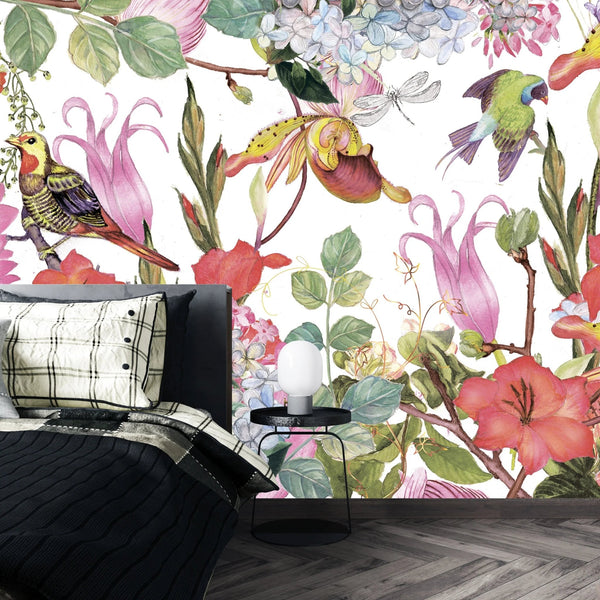 Watercolor Floral Wallpaper, Spring Garden Mural, Oversized Custom Size Wall Art, Non - Woven, Non - Adhesive, Modern Wall Paper, Removable - Adawall Wallpaper - Registered Trade Accounts Only, Wallpaper Wholesale Account - W77955 - Adawall Wholesale - Wallpaper Wholesaler