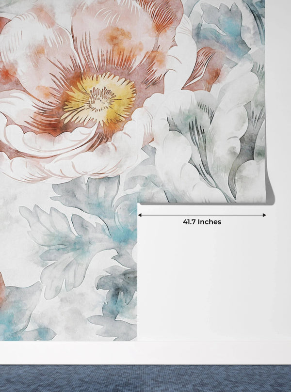 Watercolor Flowers Wallpaper, Hand - Painted Background Mural, Oversized Custom Size Wall Art, Non - Woven, Non - Adhesive, Modern Wall Paper, Removable - Adawall Wallpaper - Registered Trade Accounts Only, Wallpaper Wholesale Account - W78216 - Adawall Wholesale - Wallpaper Wholesaler