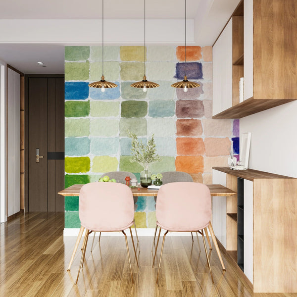 Watercolor Paint Shades Wallpaper, Filled Grid Mural, Oversized Custom Size Wall Art, Non - Woven, Non - Adhesive, Modern Wall Paper, Removable - Adawall Wallpaper - Registered Trade Accounts Only, Wallpaper Wholesale Account - W77600 - Adawall Wholesale - Wallpaper Wholesaler