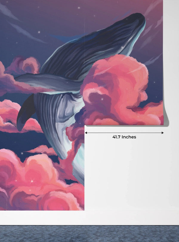 Whales in the Sky Wallpaper, Pink Clouds Mural, Oversized Custom Size Wall Art, Non - Woven, Non - Adhesive, Modern Wall Paper, Removable - Adawall Wallpaper - Registered Trade Accounts Only, Wallpaper Wholesale Account - W77839 - Adawall Wholesale - Wallpaper Wholesaler