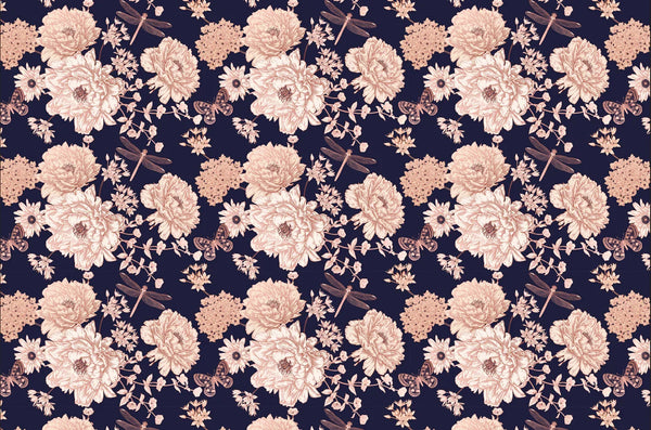 White and Gold Blooming Flowers Wallpaper, Dark Seamless Pattern Mural, Oversized Custom Size Wall Art, Non - Woven, Non - Adhesive, Modern Wall Paper, Removable - Adawall Wallpaper - Registered Trade Accounts Only, Wallpaper Wholesale Account - W77518 - Adawall Wholesale - Wallpaper Wholesaler