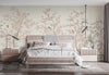 White Chinoiserie Floral Wall Mural, Birds Tree Flowers Wallpaper, Custom Size Wall Covering, Non-Woven, Non-Adhesive, Removable, Washable - Walloro High End Wallcoverings & More
