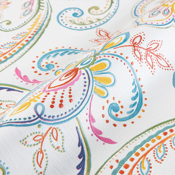 White Elegant Damask 3D Embossed Wallpaper, Vibrant Colors Textured Luxury Wallpaper - Walloro High End Wallcoverings & More