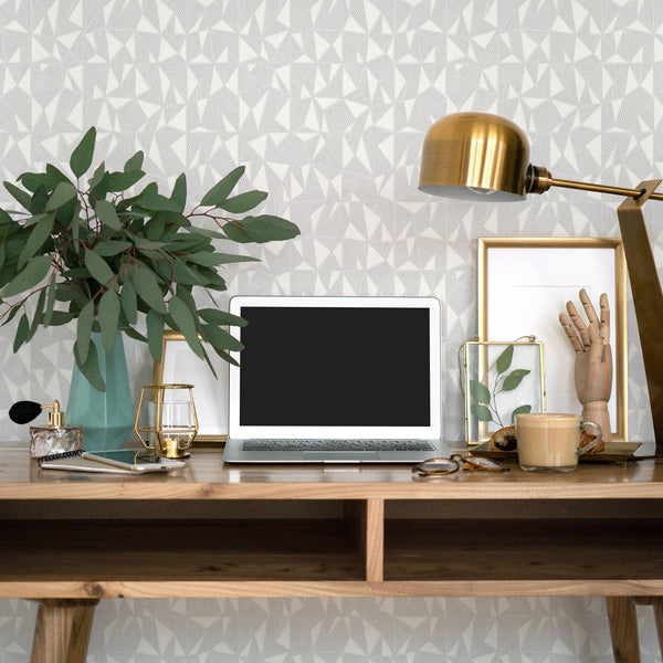 White Geometric Triangle Wallpaper, 3D Embossed Shiny Wallcovering, Abstract Pattern, Home Commercial Use - Adawall Wallpaper - Registered Trade Accounts Only, Wallpaper Wholesale Account - 23204-1 - Adawall Wholesale - Wallpaper Wholesaler