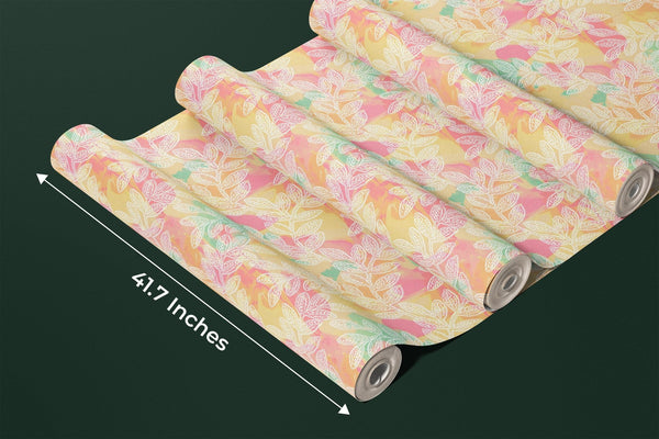 White Leaf Branches Wallpaper, Colorful Background Mural, Oversized Custom Size Wall Art, Non - Woven, Non - Adhesive, Modern Wall Paper, Removable - Adawall Wallpaper - Registered Trade Accounts Only, Wallpaper Wholesale Account - W77572 - Adawall Wholesale - Wallpaper Wholesaler