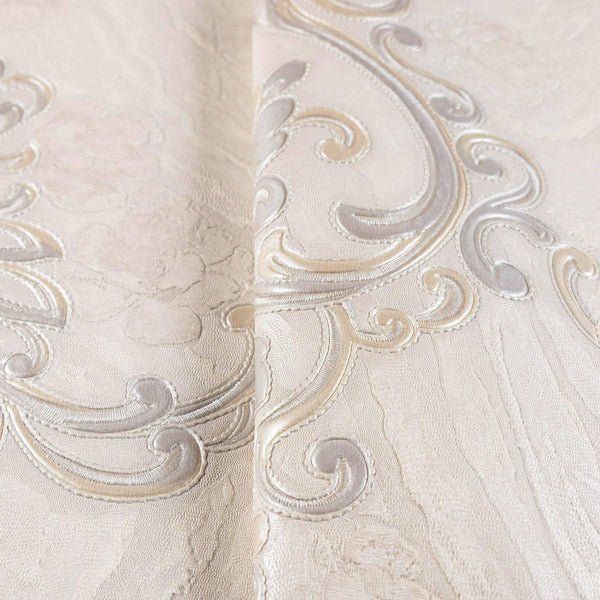 White Textured Embossed Flowered Gray, Home Wall Decor, Aesthetic Wallpaper, Textured Wallcovering Non-Adhesive- 41.7”W X 393”H - Walloro High End Wallcoverings & More