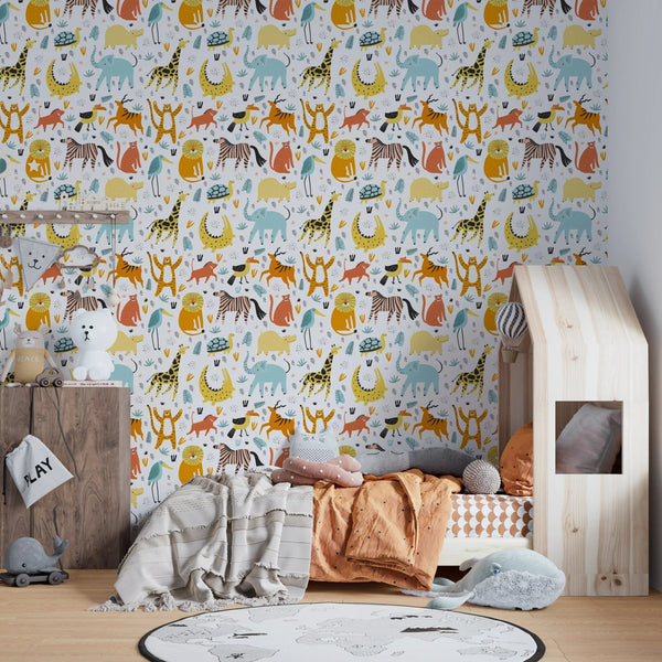 Wild African Animals Wallpaper, Seamless Pattern Mural, Oversized Custom Size Wall Art, Non - Woven, Non - Adhesive, Modern Wall Paper, Removable - Adawall Wallpaper - Registered Trade Accounts Only, Wallpaper Wholesale Account - W77540 - Adawall Wholesale - Wallpaper Wholesaler