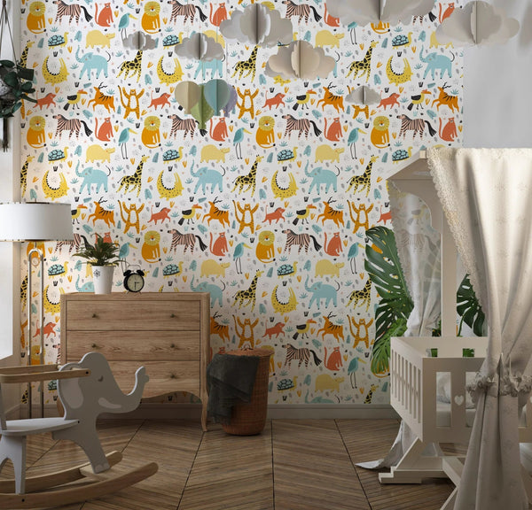 Wild African Animals Wallpaper, Seamless Pattern Mural, Oversized Custom Size Wall Art, Non - Woven, Non - Adhesive, Modern Wall Paper, Removable - Adawall Wallpaper - Registered Trade Accounts Only, Wallpaper Wholesale Account - W77540 - Adawall Wholesale - Wallpaper Wholesaler