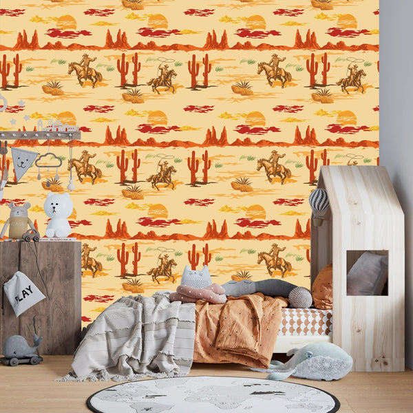 Wild West Wallpaper, Colorful Seamless Pattern Mural, Oversized Custom Size Wall Art, Non - Woven, Non - Adhesive, Modern Wall Paper, Removable - Adawall Wallpaper - Registered Trade Accounts Only, Wallpaper Wholesale Account - W77549 - Adawall Wholesale - Wallpaper Wholesaler