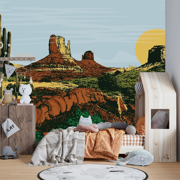 Wild West Wallpaper, Desert Landscape Mural, Oversized Custom Size Wall Art, Non - Woven, Non - Adhesive, Modern Wall Paper, Removable - Adawall Wallpaper - Registered Trade Accounts Only, Wallpaper Wholesale Account - W77892 - Adawall Wholesale - Wallpaper Wholesaler