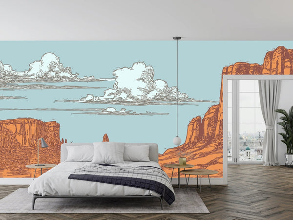 Wild West Wallpaper, Landscape Mural, Oversized Custom Size Wall Art, Non - Woven, Non - Adhesive, Modern Wall Paper, Removable - Adawall Wallpaper - Registered Trade Accounts Only, Wallpaper Wholesale Account - W77891 - Adawall Wholesale - Wallpaper Wholesaler