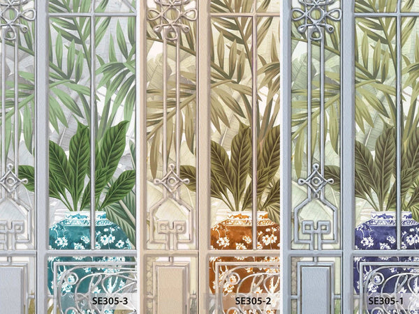 Windows Trees Wallpaper, Green Nature Scenic View Wall Mural, Tropical, Custom Size Wall Art, Non - Woven, Non - Adhesive, Removable, Durable, Large - Adawall Wallpaper - Registered Trade Accounts Only, Wallpaper Wholesale Account - SE305-3 - Adawall Wholesale - Wallpaper Wholesaler